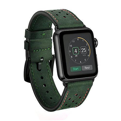 SEURE 時計バンド Apple Watchと互換性のある  マルチホールデザインApple Watch時計バンド  防汗性と レザーストラップ  Iwatch 6 5 4 3 2 1シリーズスマートウォッチ交換用ストラップ