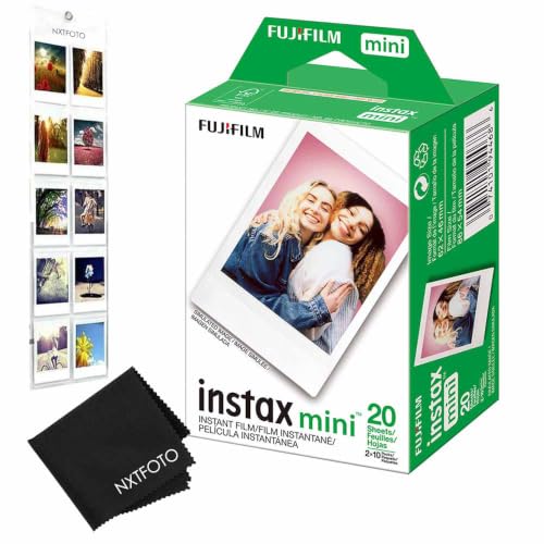 Fujifilm Instax Mini Camera Film: 20 Shoots Total, (10 Sheets x 2) - Included Hanging Photo Album for 10 Photos & Premium Microfibre Cloth for Perfect Picture Quality - image 1