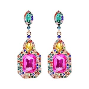 Vintage Rhinestone Statement Earrings, Luxury Crystal Chandelier Drop Dangle Earring, Costume Chandelier Drop Earrings for Women Wedding