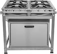 Fogão Industrial 4 Bocas 30x30 P5 em Aço Inox com Forno