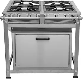 Fogão Industrial 4 Bocas 30x30 P5 em Aço Inox com Forno
