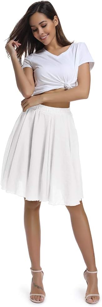 OCHENTA Women's Lightweight Skirts Knee Length High Waisted Casual Beach Flowy Summer Skirts - Image 3