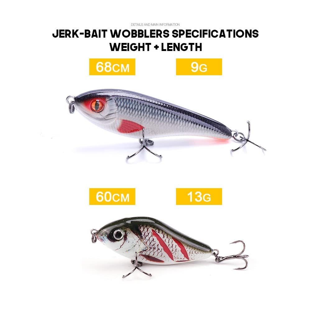 Conjunto de señuelos de Pesca de 5 Piezas/Mezcla de Caja 9G 13G Wobblers de hundimiento Lento for señuelos de Pescado for Pescar Kit de Cebo Artificial (Color : Mix A)
