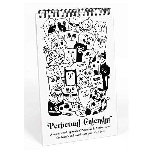 Inkdotpot Gato Calendario Perpetuo, Fechas Importantes A 6X9 Recuerde- Mensual Y Diario Colgar En La Pared Para Los Aniversarios Birthdays- Days- Especiales Libro De Cumpleaños Proyectista Regalo