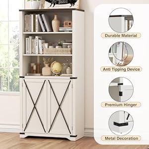 Farmhousebookshelvesandbookcaseswithdoorsantiquewhitetallbookshelfwithstoragecabinetkitchenpantrybathroomorganizer5tiercountryrusticdisplayrackforlivingroomhomeoffice Urban Country Home Decor Farmhouse bookshelves and bookcases with doors antique white tall bookshelf with storage cabinet kitchen pantry bathroom organizer 5 tier country rustic display rack for living room home office urban country home decor