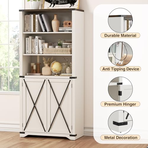 Farmhousebookshelvesandbookcaseswithdoorsantiquewhitetallbookshelfwithstoragecabinetkitchenpantrybathroomorganizer5tiercountryrusticdisplayrackforlivingroomhomeoffice Urban Country Home Decor Farmhouse bookshelves and bookcases with doors antique white tall bookshelf with storage cabinet kitchen pantry bathroom organizer 5 tier country rustic display rack for living room home office urban country home decor