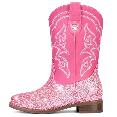Toddler Girls Cowboy Boots - Cowgirl Western Boot for Kids Mid Calf Riding Shoes Little Kid/Big Kid2