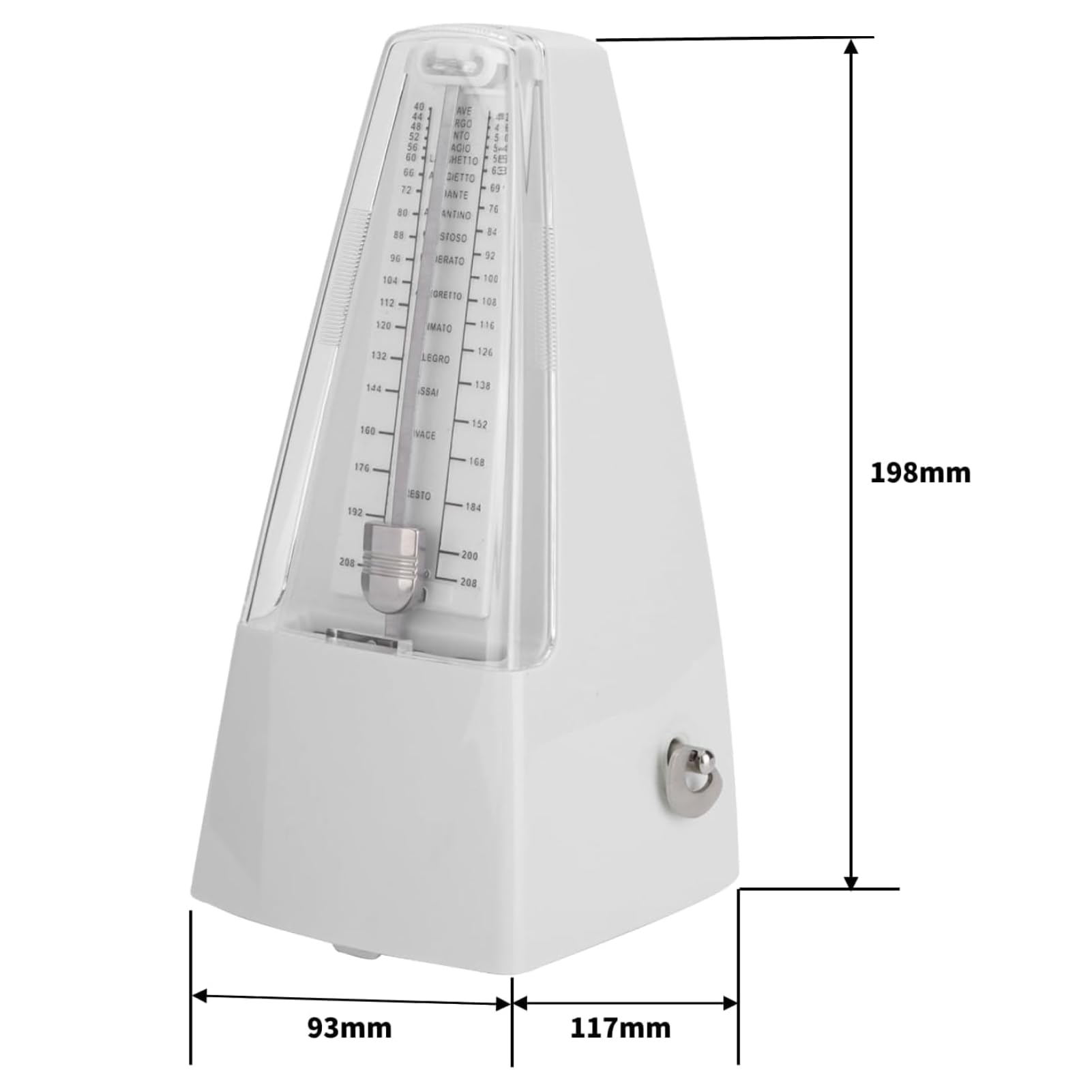 Eujgoov Métronome Mécanique Métronome Universel pour Piano, Guitare, Violon, Batterie et Autres Instruments Blanc