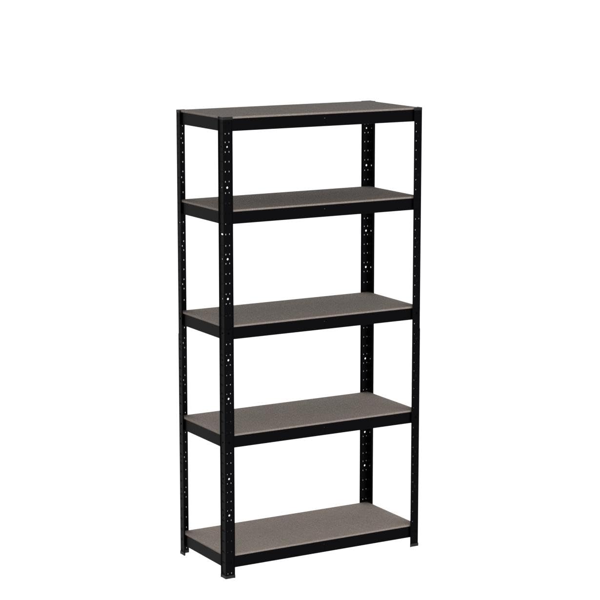 Brigros - Scaffale Metallo Garage 180x90x40cm Ad Alta Portata 875kg, 5 Ripiani Mdf, Scaffale Salvaspazio Ideale Per Garage, Officina, Cantina, Magazzino, Design Modulare (Doppio, Nero)