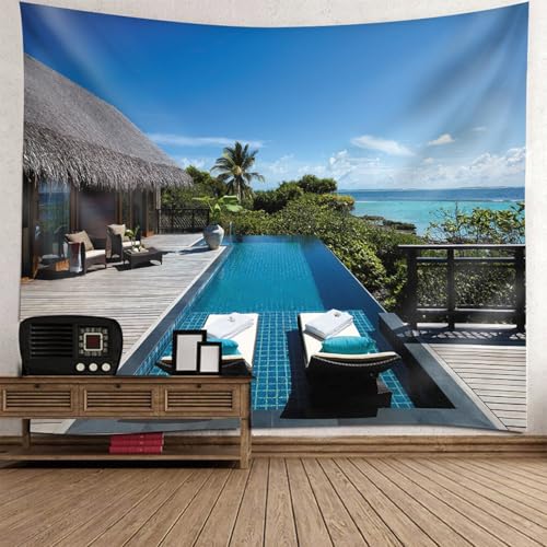 Tapisserie paysage 200x200cm décor vacances pour mur de chambre