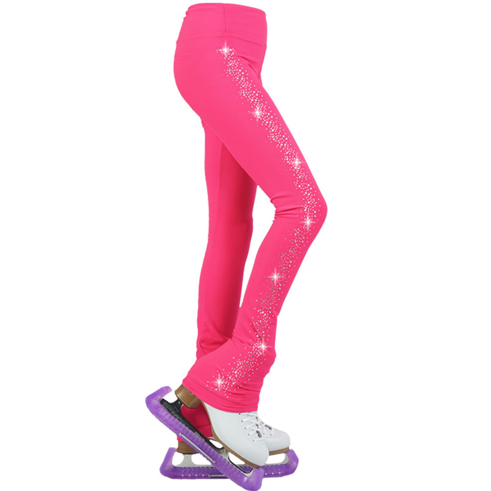Pantalons Patinage sur Glace pour Femme, Pantalon Patinage Artistique Leggings Patinage Glace Fille La Fille, Artistique Pantalons D'EntraîNement avec Diamant