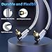 SOUNDFAM Subwoofer Kabel 90 Grad Cinch Kabel Rechtwinkliges RCA Subwooferkabel Digital Audio Koaxial Kabel für Wandmontierter TV Soundbar - Grau 5M - Neues Upgrade Zwei 90-Grad Stecker