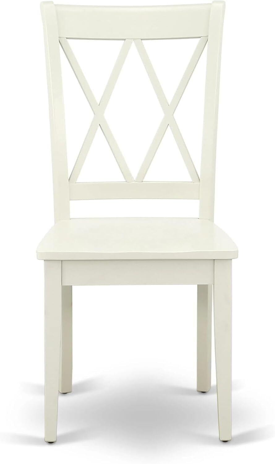 HomeStock 3 Piece Kitchen Table Set for Small Spaces Contains a Round Dining Room Table with Pedestal and 2 Solid Wood Seat Chairs, 36x36 Inch,Linen White