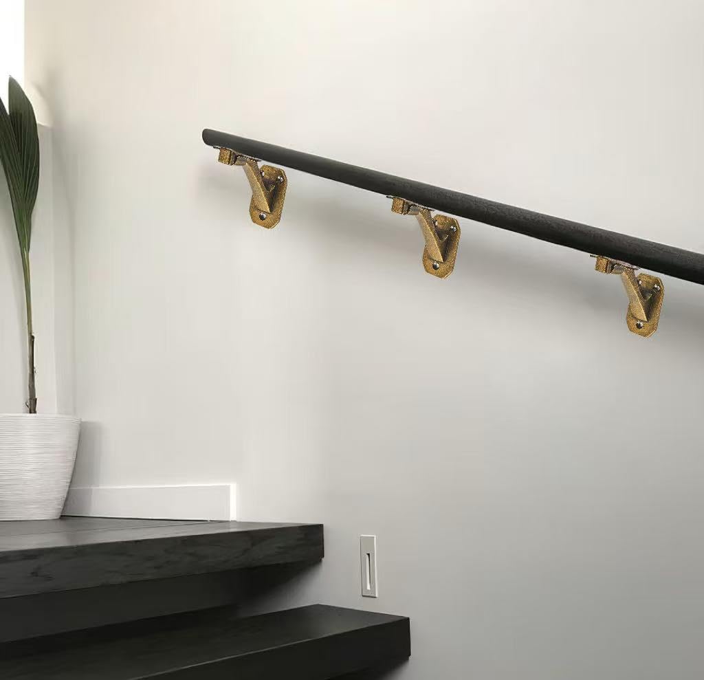 KHTUMEWARE-KH363 Antique English Brass Handrail Brackets 2-Pack in Antique English Brass — KHTUMEWARE