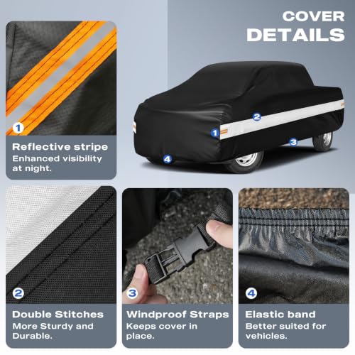 Image of 10 Layers Truck Cover Waterproof All Weather Custom Fit Nissan Titan(2015-2026) Crew Cab Short Bed, Outdoor Full Exterior Pickup Car Cover for Automobiles Sun Rain Snow Ice Protection. Black