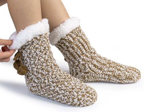 Image of BenSorts Women Thick Christmas Slipper Socks Non Slip Grippers Size 6-10