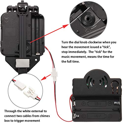 Hicarer Quartz Pendulum Trigger Clock Movement Chime Music Box Completer Pendulum Clock Kit With 3 Pairs Of Spades, Fancy, Straight Clock Hands #TOP2
