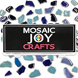 Mosaic Tiles Blue Mixed Colors 11oz Ceramic Mosaic Pieces Supplies for DIY Crafts Home Decoration Assorted Shape by Mosaic Joy (Blue Mixed)