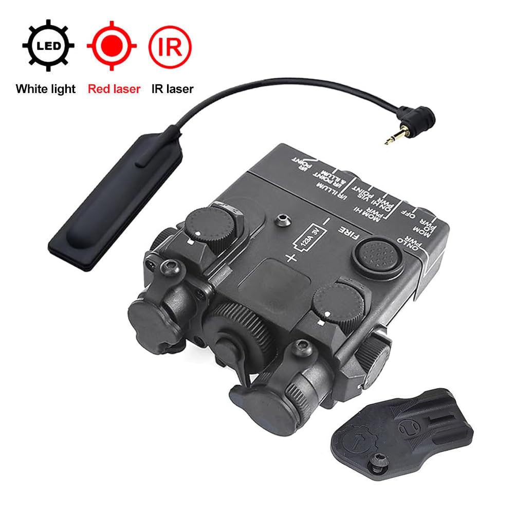 Nylon DL-A2 Box Aiming Laser Sights(with Red Laser+IR Laser+Flashlight&Mount),& M300A Strong LED White Flashlight,& Modular Dual Wire Remote Pressure Switch(SF+2.5 Plug) Combo,Black