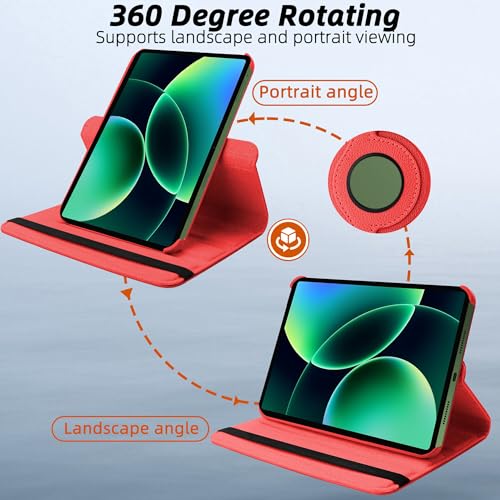 Image of TGK 360 Degree Rotating Flip Cover Case for Xiaomi Mi Pad 8 /8 Pro /Mi Pad 7 /7 Pro 11.2 inch Tablet (Red)