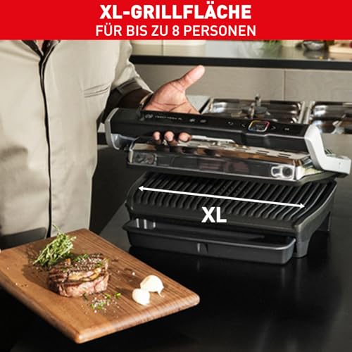 Foto von Tefal OptiGrill Elite XL Kontaktgrill, 16 Programme, Digitales Display mit Garstufenanzeige, abnehmbare XL-Platten, Grillboost-Funktion, intuitive Bedienung, Elektrogrill, Edelstahl, GC760D12