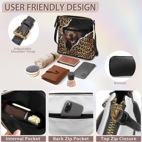 Image of Leather Purses for Women, Leather Hobo Bags for Women Travel Sling Purse Triple Zippered Pockets Shoulder Bag