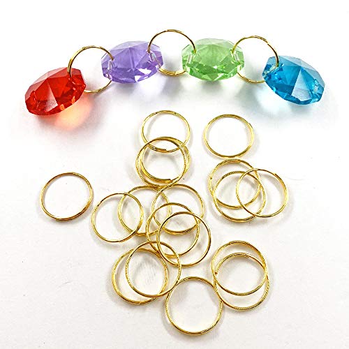 Image of DERA 100pcs 11mm 304 round stainless steel ring for Chandelier, Curtain,Suncatchers, Crystal Garland,Necklaces, Earrings, Parts Bead light accessorise (11mm, Gold)