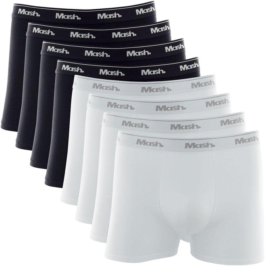 Kit 8 Cuecas Boxer Mash Algodão Masculino Adulto Cueca Box Preto Sortido