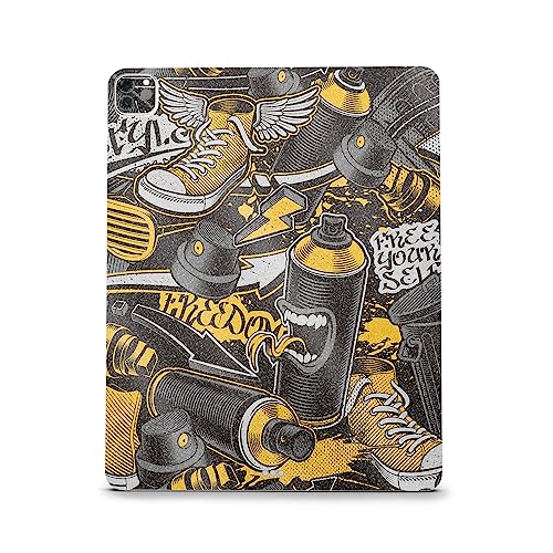 Image of MightySkins Carbon Fiber Skin Compatible with Apple iPad Pro 12.9 inch M2 6th Gen (2022) Full Wrap Kit - Yellow Hip Hop | Protective, Durable Textured Carbon Fiber Finish | Made in The USA