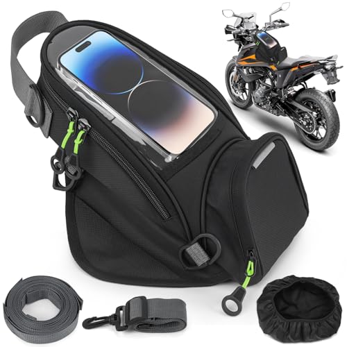 Bolsa para Moto com Visor Transparente (Navegação) e Compartimento para Celular | Bolsa Impermeável Universal para Tanque de Combustível | Armazenamento Gasolina/Óleo + Viagem Segura