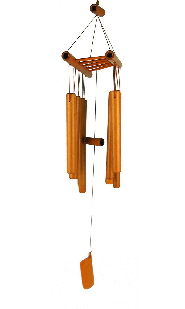 CARILLON EN BAMBOU - FEU BRÛLÉ À UNE RANGÉE ET PERLES COLORÉES