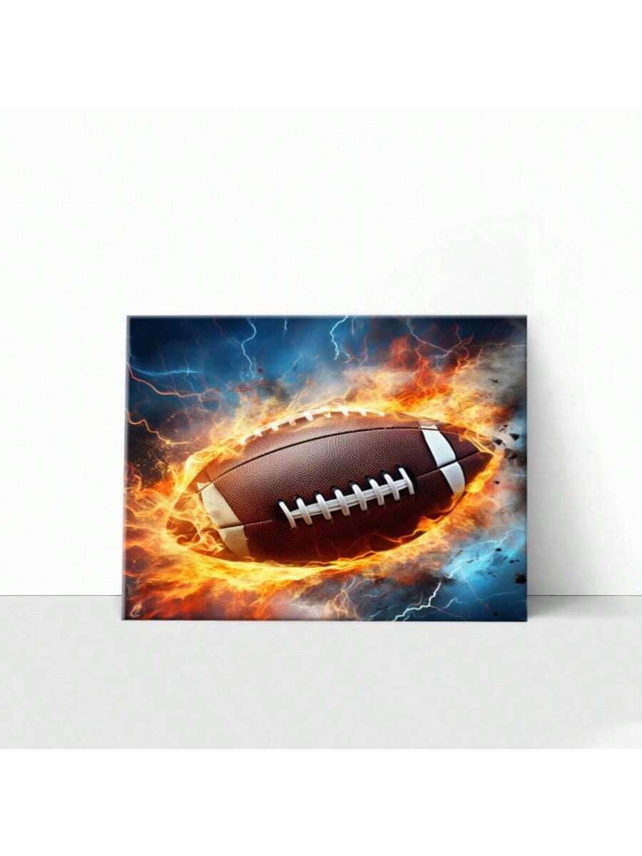 lianyibo Lienzo decorativo de pared con diseño dinámico de fútbol americano, pósteres con diseño de relámpagos ardientes para decoración del hogar (60x80cm/sin marco)
