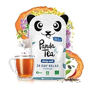 Panda Tea Infusion Sleep Well | Infusion Zen Tisane Sommeil Rooibos | | Parfait pour la détox estivale et rester hydraté | Ingrédients biologique | 28 Sachets Coton Mousseline Bio | Nuit tranquille