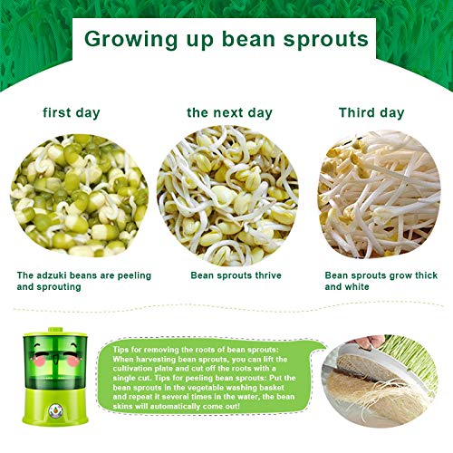 lzndeal DIY Bean Sprout Maker Thermostats Green Vegetable Seedling Growth Bucket Bud Electric Bean Sprout Machine Automatic Seed Sprouter Power-Off Memory Function Sprouter Large Capacity