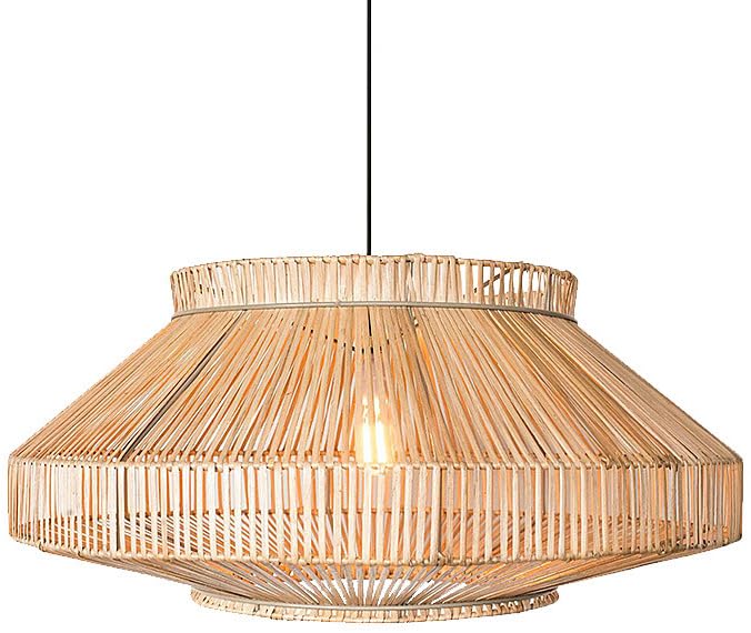 Suspension en rotin rustique et grand lustre bohème vintage pour la cuisine