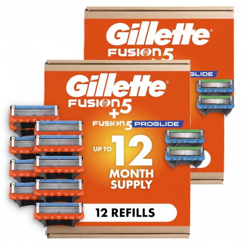 Gillette Fusion5 and ProGlide Men's Razor Blade Refills, 5-Blade Cartridges, Variety Pack, 12 Count (Pack of 2)
