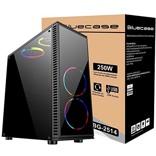 Gabinete Gamer com Fonte 250W Bluecase Mid Tower BG-2514 BG2514GCASE - Preto