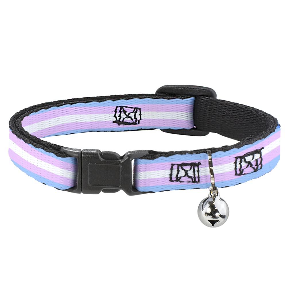 Cat Collar Breakaway Flag Transgender Baby Blue Baby Pink White 8 to 12 Inches 0.5 Inch Wide