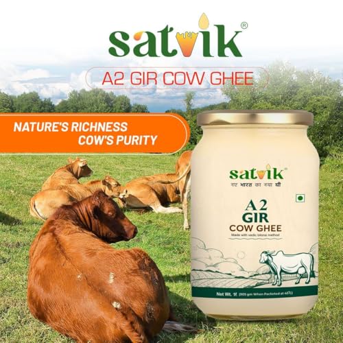 Image of SATVIK PURE GHEE A2 Gir Cow Ghee 2 Litre Churned From Vedic Bilona Method Bilona Ghee A2 Cow Desi Ghee 1 Litre (Pack of 2)