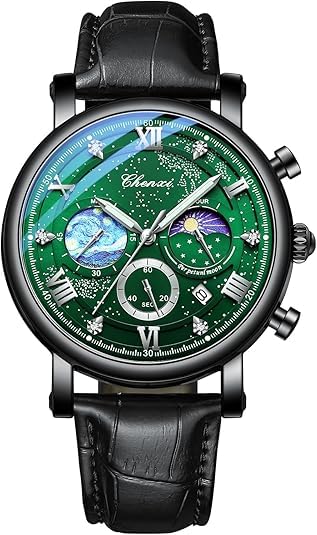 Montre pour homme Tiong à quartz lune : l'accessoire idéal du bureau aux sorties