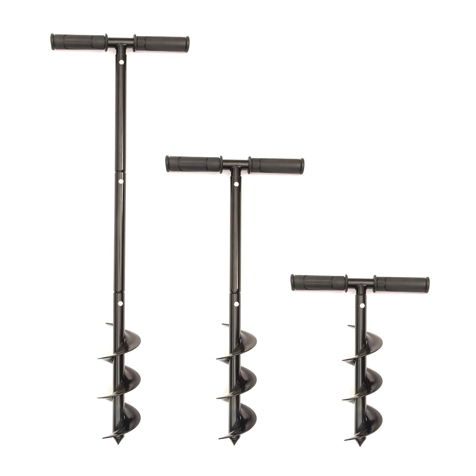 Hand Manual Earth Auger 100mm / 4 Inch Diameter Adjustable Length with Grip Handle Fence Post Hole Planting Plant Soil Digger Borer