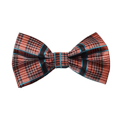 Orange Check Bow Tie For Men 25.6"-Neck-Size Clip-On Adjustable Pre-Tied Bow Ties DBD7C14A Dan Smith Orange,Zinnwaldite Brown,Midnight Blue Feel Silk