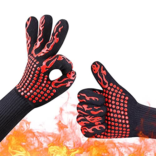 Grilling Gloves 1472Â°F Heat Resistant Gloves,Food Grade Kitchen BBQ Gloves,Silicone Non-Slip Grill Gloves for Barbecue,Cooking,Baking,Welding,Cuttingâ€¦