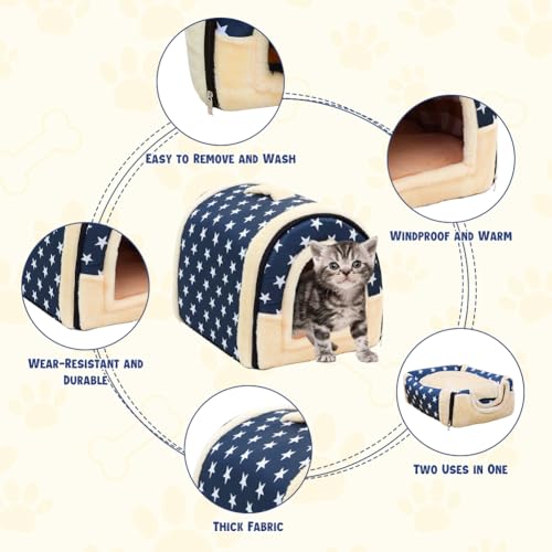 Umllpet Plüsch Katzenhaus, Katzenhöhlenbett mit Flauschiges, Plüschkissen Weiches und Flauschiges Katzenhaus, Klappbar Katzenbett Höhle für Kaninchen Meerschweinchen, Kätzchen unter 2.5 kg, 35x32x28cm