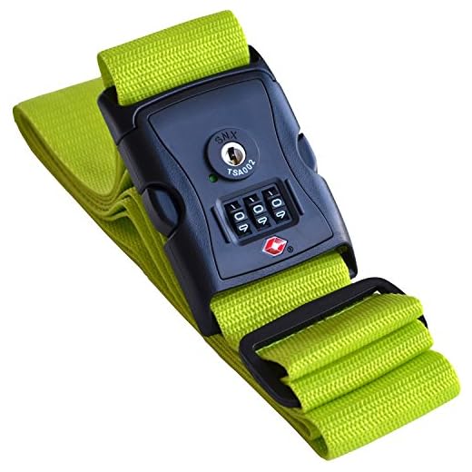 Cinghia per valigia verde con lucchetto a combinazione approvato TSA - Ideale per vacanze - di Globeproof