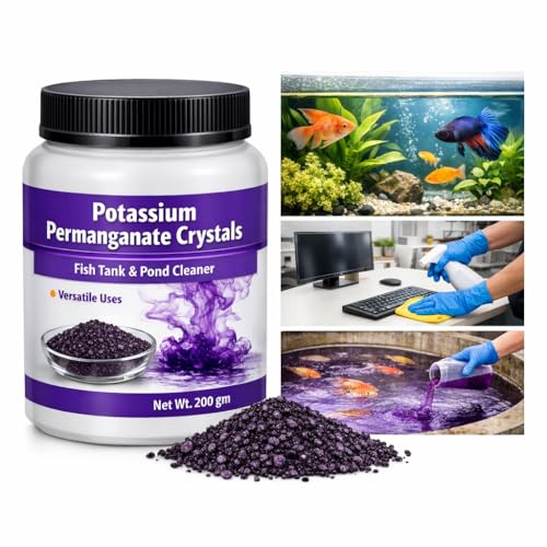 Image of Potassium Permanganate 200g | Multipurpose Water Treatment Crystalline Powder | Pond Cleaner, Aquarium & Poultry Disinfectant | Laal Dawai