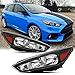REINKO LED DRL Headlights Assembly (ST Style) Compatible with 2015 2016 2017 2018 Ford Focus W/Bulbs Black w/Amber Headlamp Assy. 1x Pair