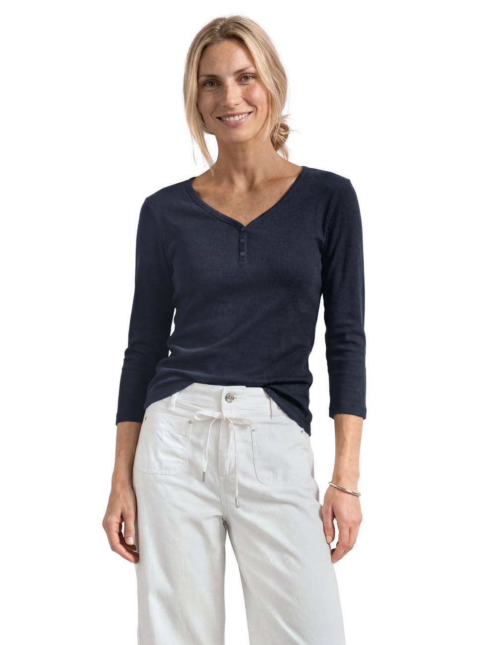 Street One 3/4 Sleeve Shirt with Button Detail Darkest Blue 44