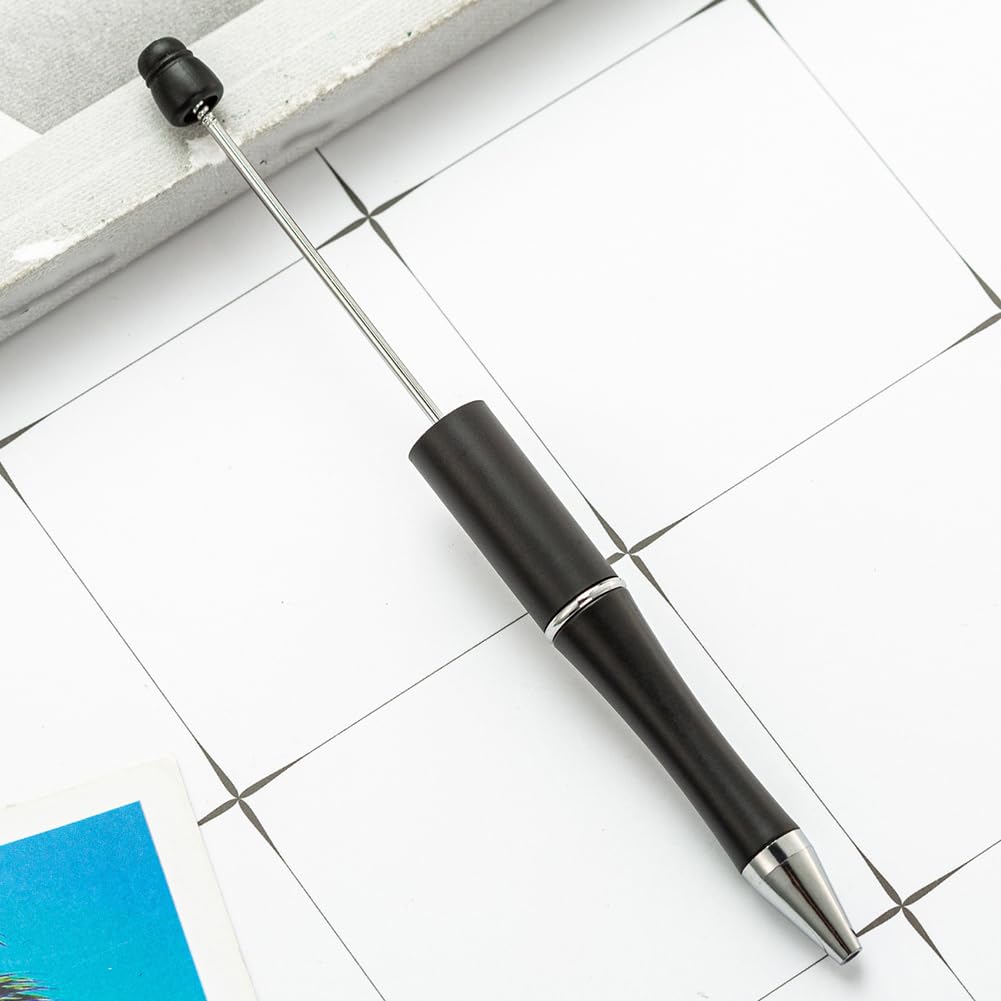 JIHUOO 12 Pcs Plastic Beadable Pens - Beaded Ballpoint Pens, Black Ink, DIY, Cute & Cool for Students & Teachers - Image 2