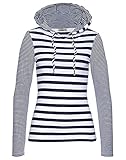 edc pullover damen gestreift Der Langarm Hoodie Pullover mit Kapuzen ist Perfekt für Damen mit Jeans, Shorts und Sneakers kombiniebar & ideal für Outdoor, Sport, Dating, Casual, Freizeit und normal Anlässe.